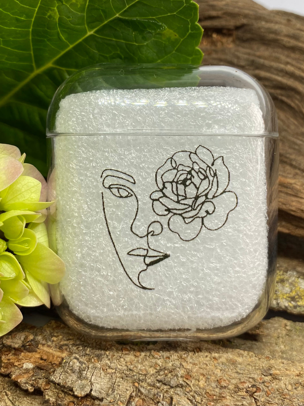Airpod Case - Picasso Style Line Art Lady & Flower Face