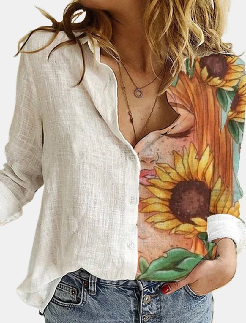 Sunflower Girl Ladies Long Sleeve Blouse
